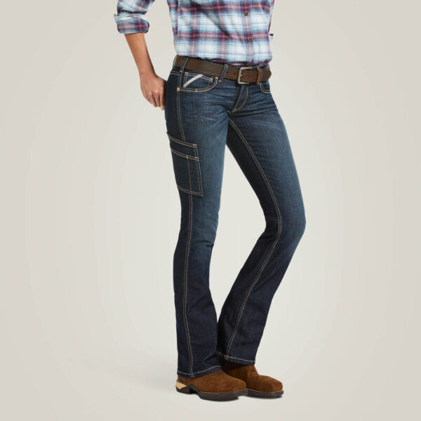 Ariat Women's Rebar DuraStretch Riveter Boot Cut Jean with DOE Logo 10032462-DOE