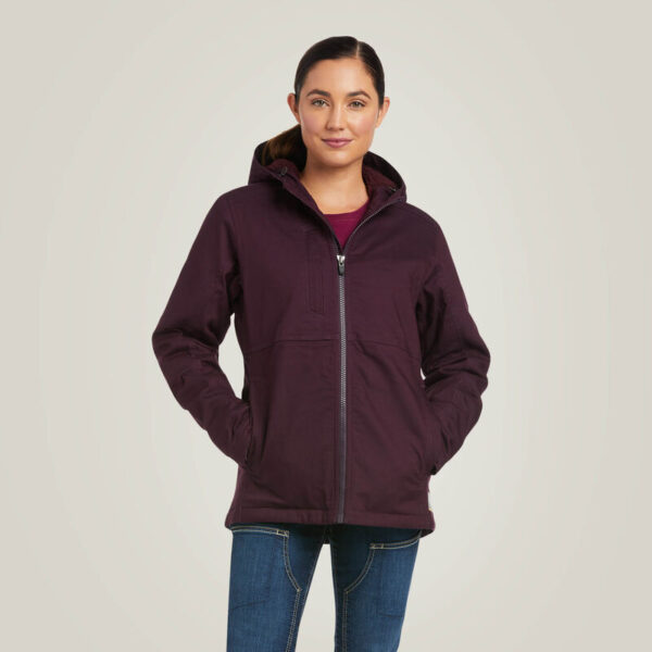 Ariat Women's Rebar DuraCanvas Insulated Jacket Plum with DOE Logo 10037589-DOE