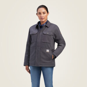 Ariat Women's Rebar DuraCanvas Sherpa-Lined Coat Rebar Grey with DOE Logo 10041469-DOE