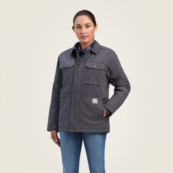 Ariat Women's Rebar DuraCanvas Sherpa-Lined Coat Rebar Grey with DOE Logo 10041469-DOE