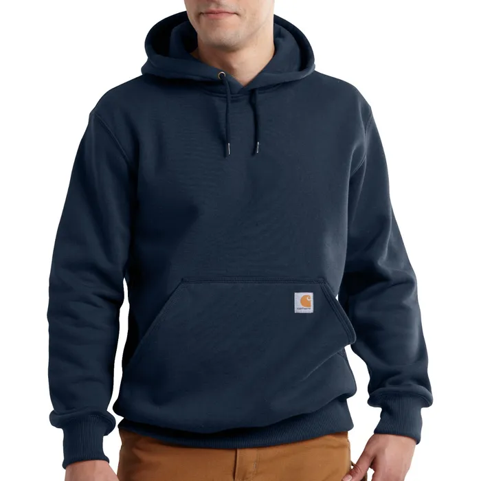 Carhartt Men's Rain Defender Paxton Hooded Heavyweight Sweatshirt DOE Logo Navy 100615-472-DOE