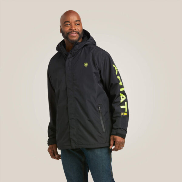 Ariat Rebar Stormshell Logo Waterproof Jacket Black/Lime with DOE Logo 10037607-PTX