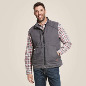 Ariat FR DuraLight Stretch Canvas Vest Iron Gray with DOE Logo 10027868-PTX