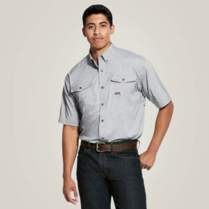 Ariat Rebar Made Tough VentTEK DuraStretch Work Shirt Charcoal Heather with DOE Logo 10031024-PTX