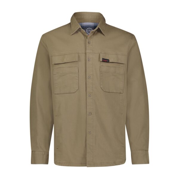Wrangler Long Sleeve Sierra Overshirt Khaki with DOE Logo 112353849-PTX