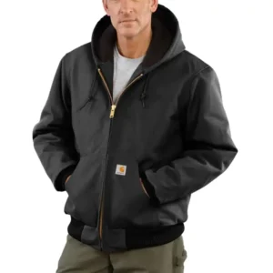 Carhartt Loose Fit Firm Duck Insulated Flannel-Lined Active Jac DOE Logo Black 106673BLK-PTX replaces J140BLK