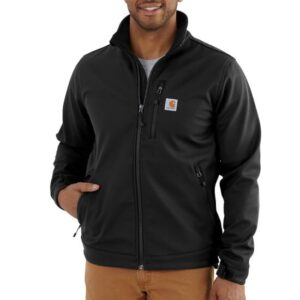 Carhartt Rain Defender Relaxed Fit Heavyweight Softshell Jacket - 1 Warm Rating Black with DOE Logo 102199-001-PTX