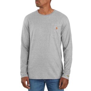 Carhartt Force Relaxed Fit Midweight Long Sleeve Pocket T-Shirt DOE Logo Heather Gray 106656-034 (Replaces 104617)