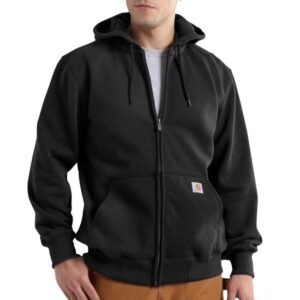 Carhartt Rain Defender Loose Fit Heavyweight Full-Zip Sweatshirt with DOE Logo Black 100614-001-PTX