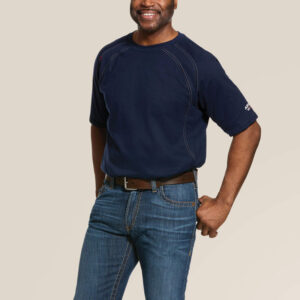 Ariat FR Work Crew T-Shirt Navy with DOE Logo 10025370-PTX