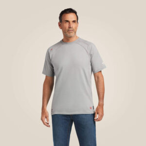 Ariat FR Work Crew T-Shirt Silver Fox with DOE Logo 10025371-PTX