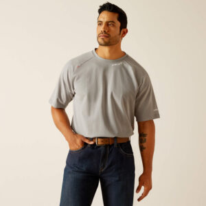 Ariat FR Baselayer T-Shirt Silver Fox with DOE Logo 10048855-PTX