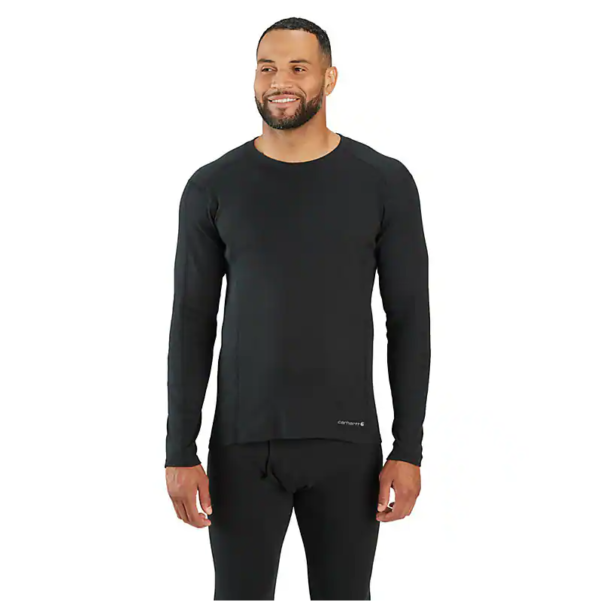 Carhartt Midweight Stretch Cotton Rib Base Layer Crewneck Black UM0269M-BLK-PTX