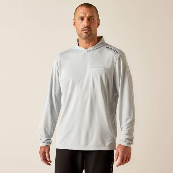 Ariat Rebar Sunblocker Hooded T-Shirt Pearl Grey with DOE Logo 10048979-PTX