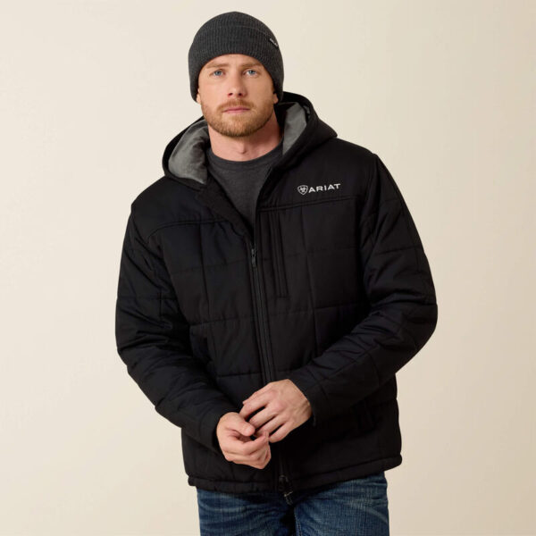 Ariat Crius Hooded Insulated Jacket Black with DOE Logo 10041649-PTX