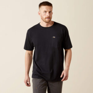 Ariat Rebar Cotton Strong Standard Pocket T-Shirt Black DOE Logo 10054518-PTX
