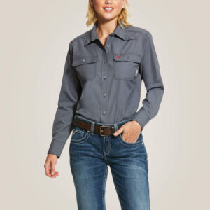 Ariat FR Featherlight Work Shirt Gunmetal with DOE Logo 10030335-PTX