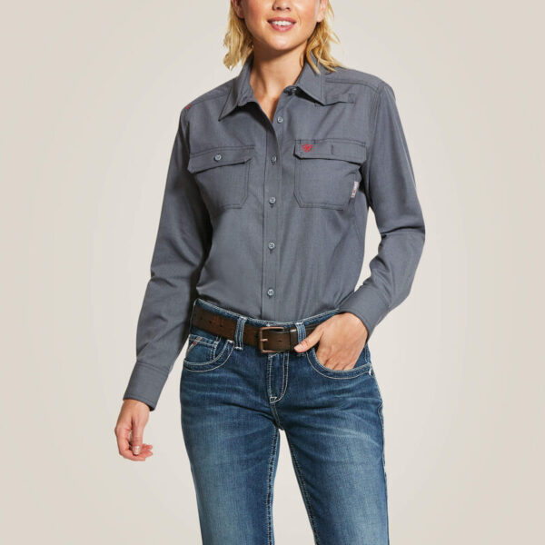 Ariat FR Featherlight Work Shirt Gunmetal with DOE Logo 10030335-PTX