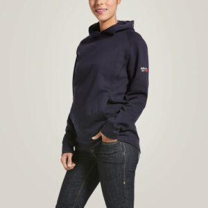 Ariat FR Rev Pullover Hoodie Navy with DOE Logo 10032833-PTX