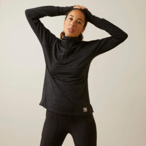 Ariat Rebar Gridwork Baselayer 1/4 Zip T-Shirt Black with DOE Logo 10046518-PTX