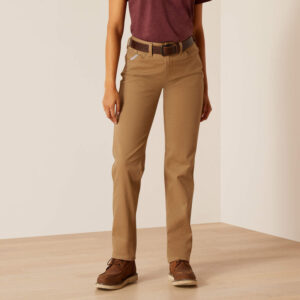 Ariat Rebar Perfect Rise Made Tough Straight Pant Field Khaki with DOE Logo 10050622-PTX
