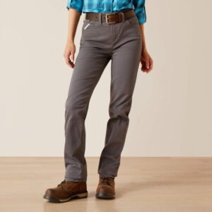 Ariat Rebar Perfect Rise Made Tough Straight Pant Rebar Grey with DOE Logo 10050623-PTX