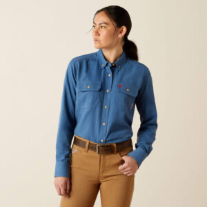 Ariat FR Air Inherent Work Shirt Medium Blue with DOE Logo 10054453-PTX