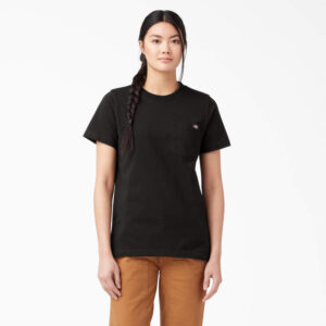 Dickies Women's Short Sleeve Heavyweight T-Shirt Black with DOE Logo FS450BK-PTX