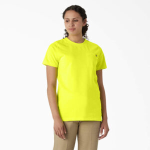 Dickies Women's Short Sleeve Heavyweight T-Shirt Bright Yellow with DOE Logo FS450BWD-PTX