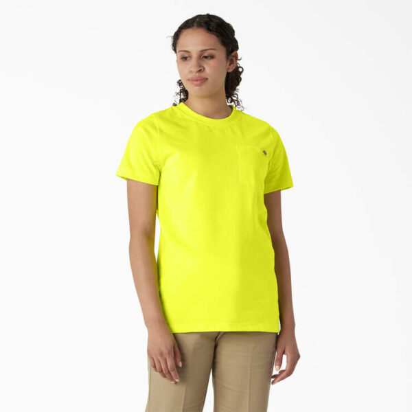 Dickies Women's Short Sleeve Heavyweight T-Shirt Bright Yellow with DOE Logo FS450BWD-PTX