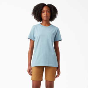 Dickies Women's Short Sleeve Heavyweight T-Shirt Dockside Blue with DOE Logo FS450BDU1-PTX
