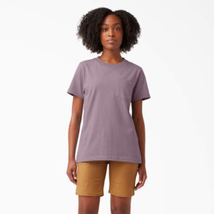 Dickies Women's Short Sleeve Heavyweight T-Shirt Lilac with DOE Logo FS450BLC-PTX