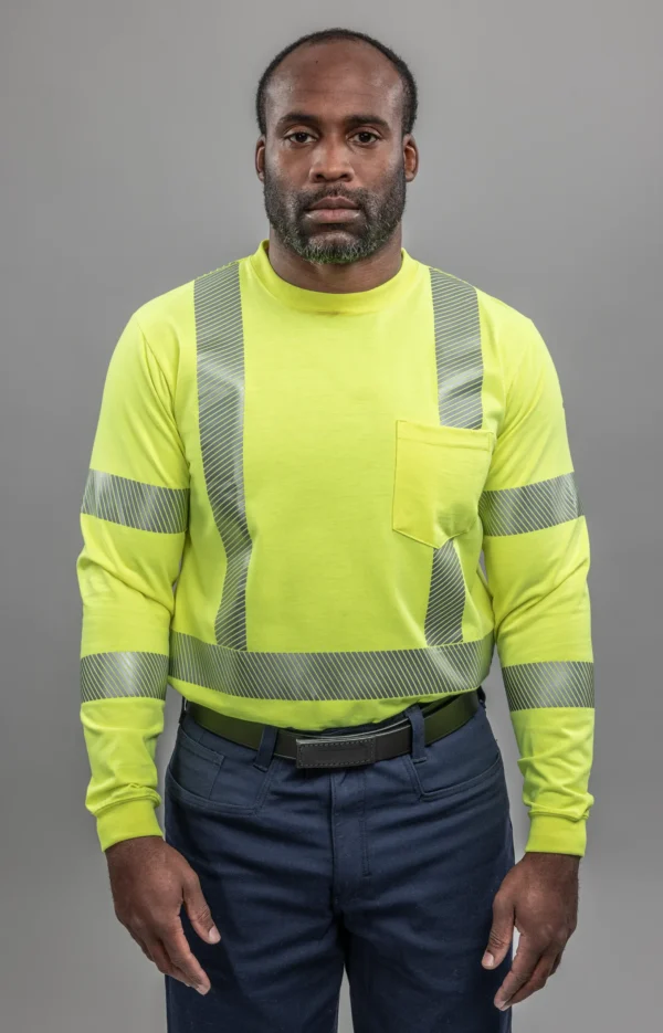 DriFire Strongknit FR Long Sleeve Hi-Vis T-Shirt Class 3 DF2AX3793LSPHY-PTX