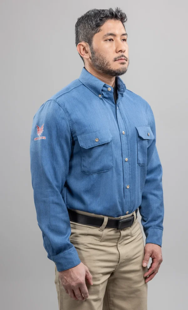 DriFire DH Air FR Vented Work Shirt Medium Blue with DOE Logo SHRA2TGV-PTX