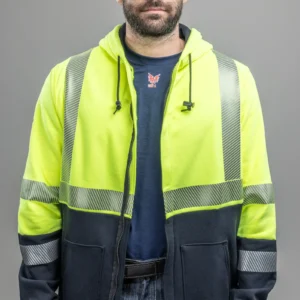 DriFire FR Hi-Vis Hybrid Zip Hoodie Class 3 with DOE Logo SWSHEHZC3-PTX