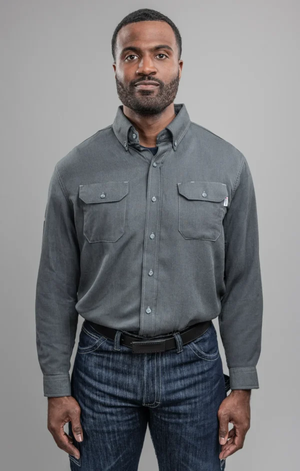 DriFire DH Air FR Vented Work Shirt Grey with DOE Logo SHRU5TGV-PTX