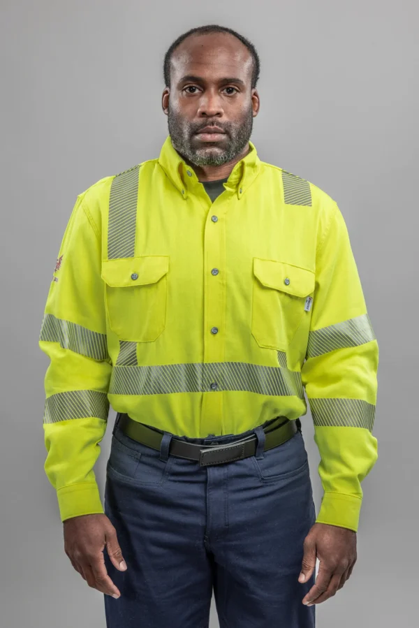 DriFire FR Hi-Vis Vented Shirt Class 3 with DOE Logo SHRTVTGVC3-PTX