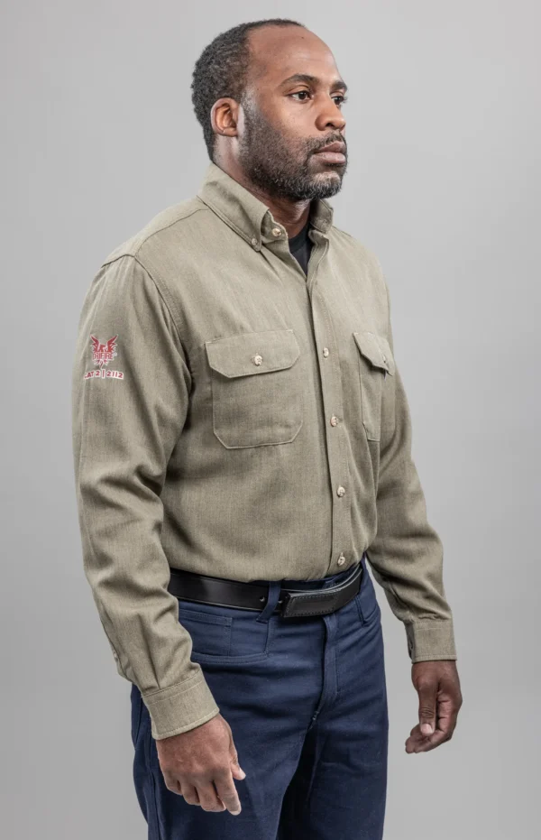 DriFire DH Air FR Vented Work Shirt Khaki with DOE Logo SHRA3TGV-PTX