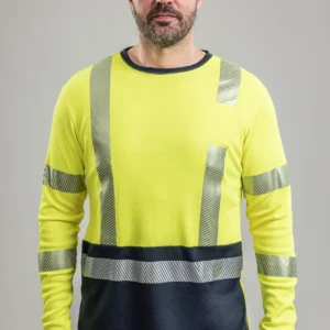 DriFire FR Hi-Vis Long Sleeve Hybrid T-Shirt Class 3 with DOE Logo TEEY2LSHC301-PTX