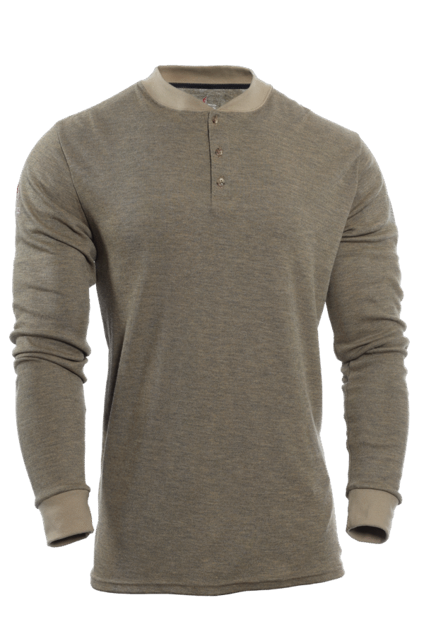 DriFire TecGen FR Long Sleeve Henley Tan with DOE Logo C541NTNBSLS-PTX