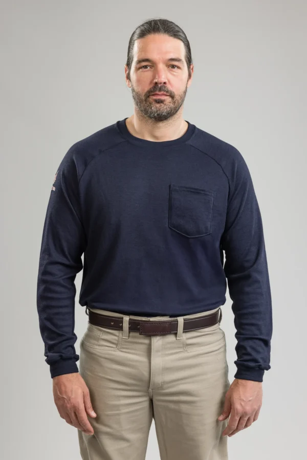 DriFire Helix FR Long Sleeve T-Shirt Navy with DOE Logo TEE-HXN-PTX