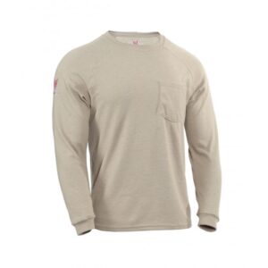 DriFire Helix FR Long Sleeve T-Shirt Khaki with DOE Logo TEEHXK-PTX
