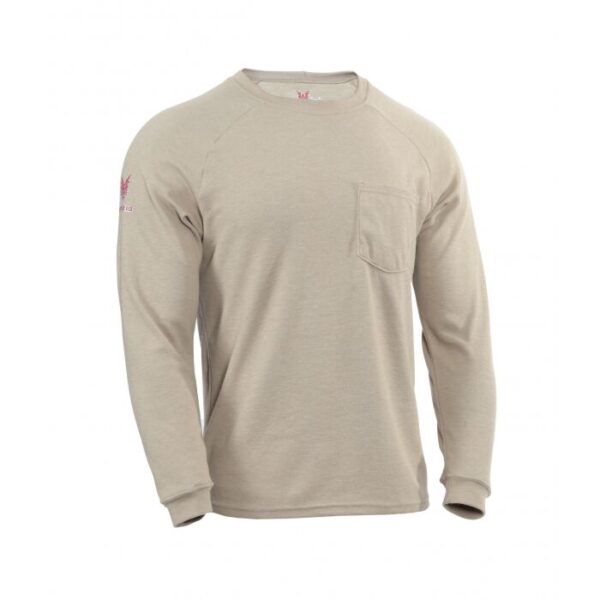 DriFire Helix FR Long Sleeve T-Shirt Khaki with DOE Logo TEEHXK-PTX