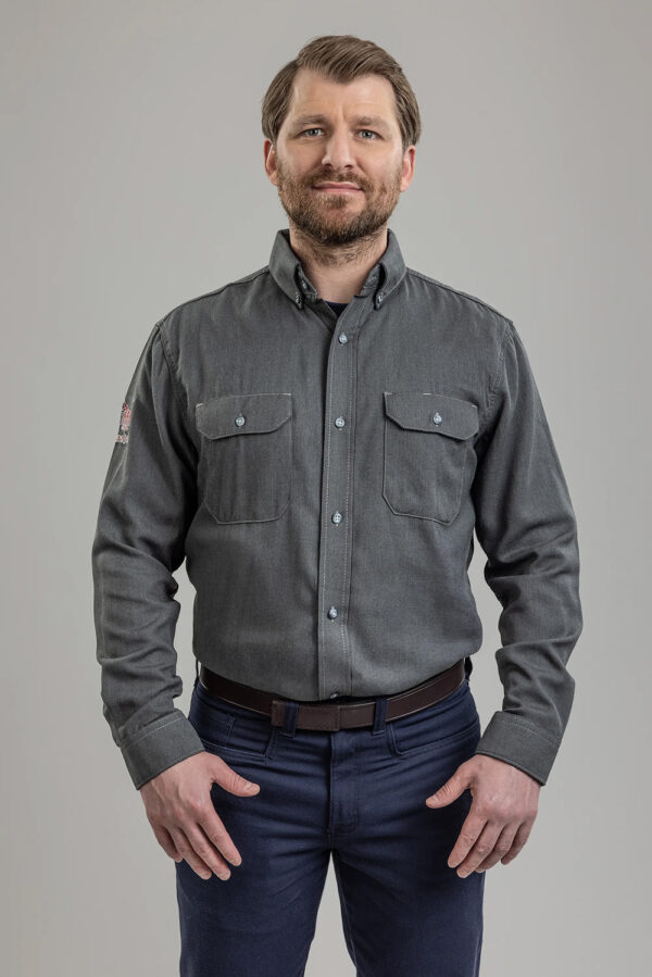 DriFire DH Air FR Work Shirt Grey with DOE Logo SHRDHG-PTX