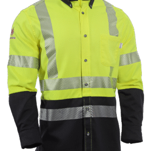 DriFire FR Hi-Vis Hybrid Work Shirt Class 3 with DOE Logo SHRTV3C3YN-PTX