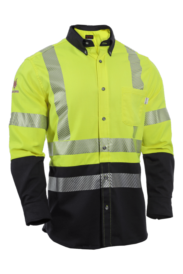DriFire FR Hi-Vis Hybrid Work Shirt Class 3 with DOE Logo SHRTV3C3YN-PTX