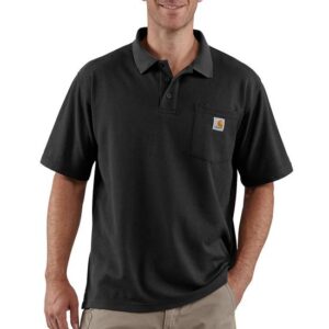 Carhartt Loose Fit Midweight Short-Sleeve Pocket Polo Black with DOE Logo 106685BLK-PTX