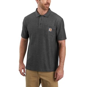 Carhartt Loose Fit Midweight Short-Sleeve Pocket Polo Carbon Heather with DOE Logo 106685CH-PTX