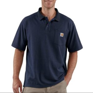 Carhartt Loose Fit Midweight Short-Sleeve Pocket Polo Navy with DOE Logo 106685NVY-PTX