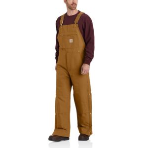 Carhartt Loose Fit Firm Duck Insulated Bib Overall Carhartt Brown with DOE Logo 106672BRN-PTX